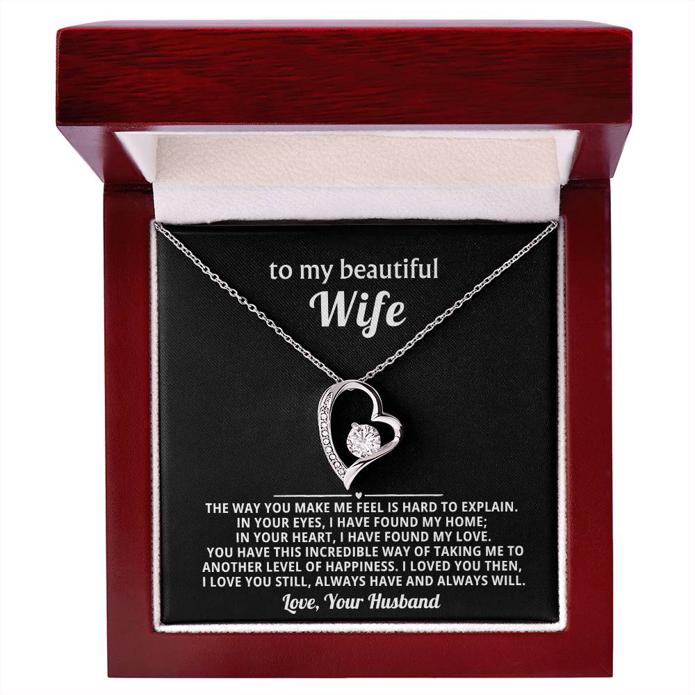 To My Beautiful Wife Heart Necklace Gift