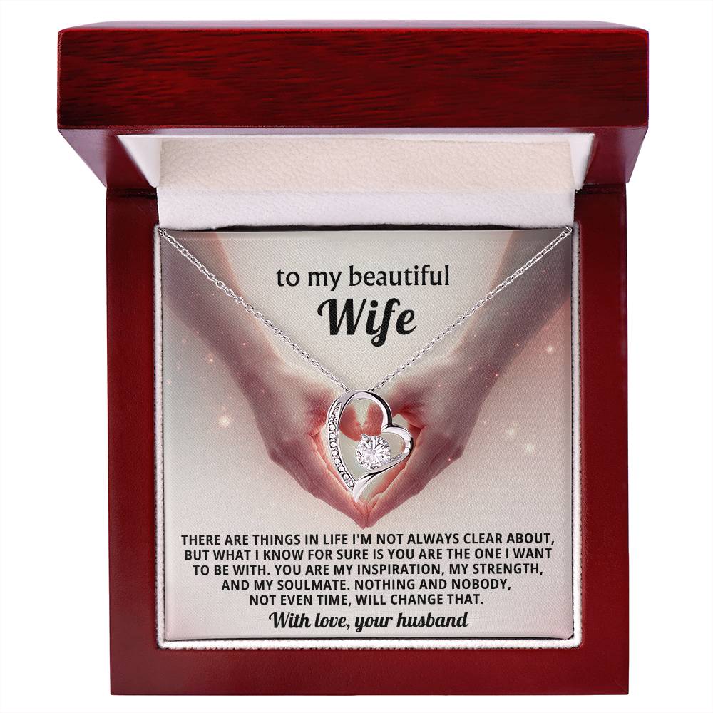 To My Beautiful Wife Heart Necklace Gift