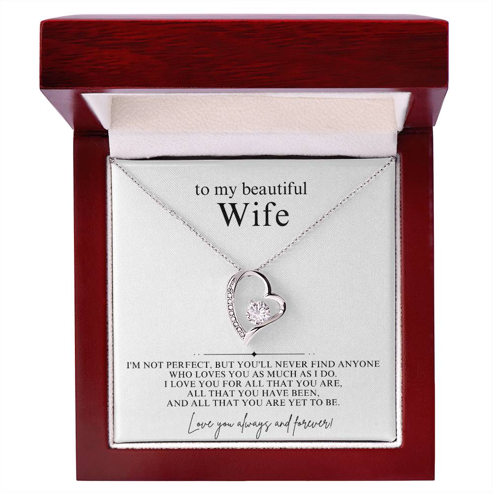 To My Beautiful Wife Heart Necklace Gift