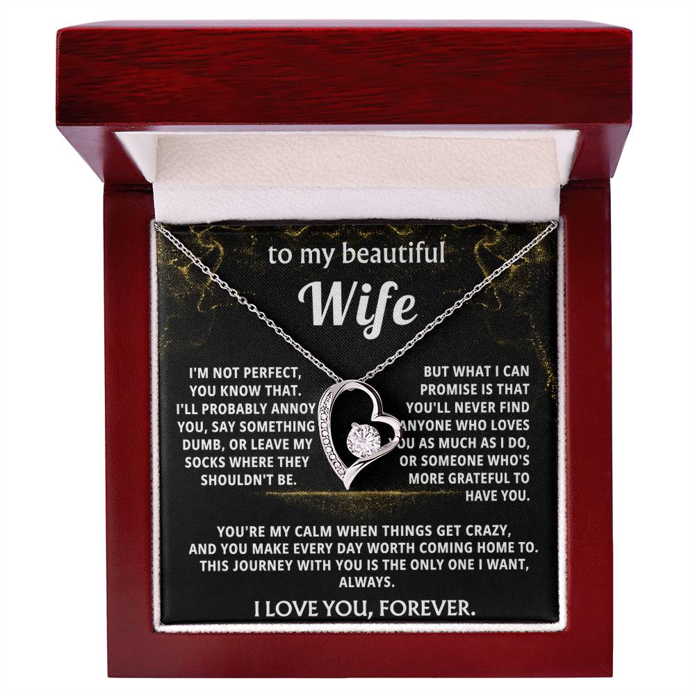 To My Wife Heart Necklace Gift