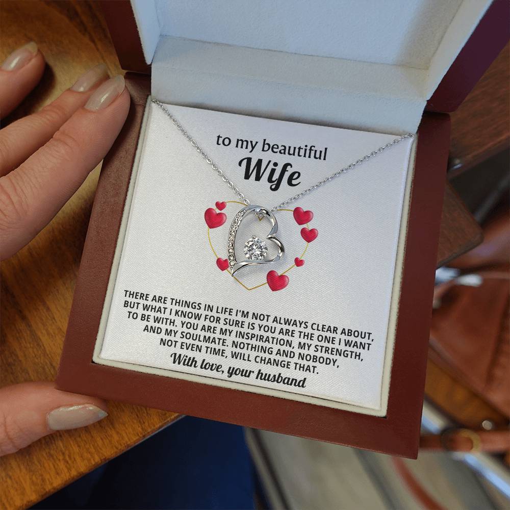 To My Beautiful Wife Heart Necklace Gift