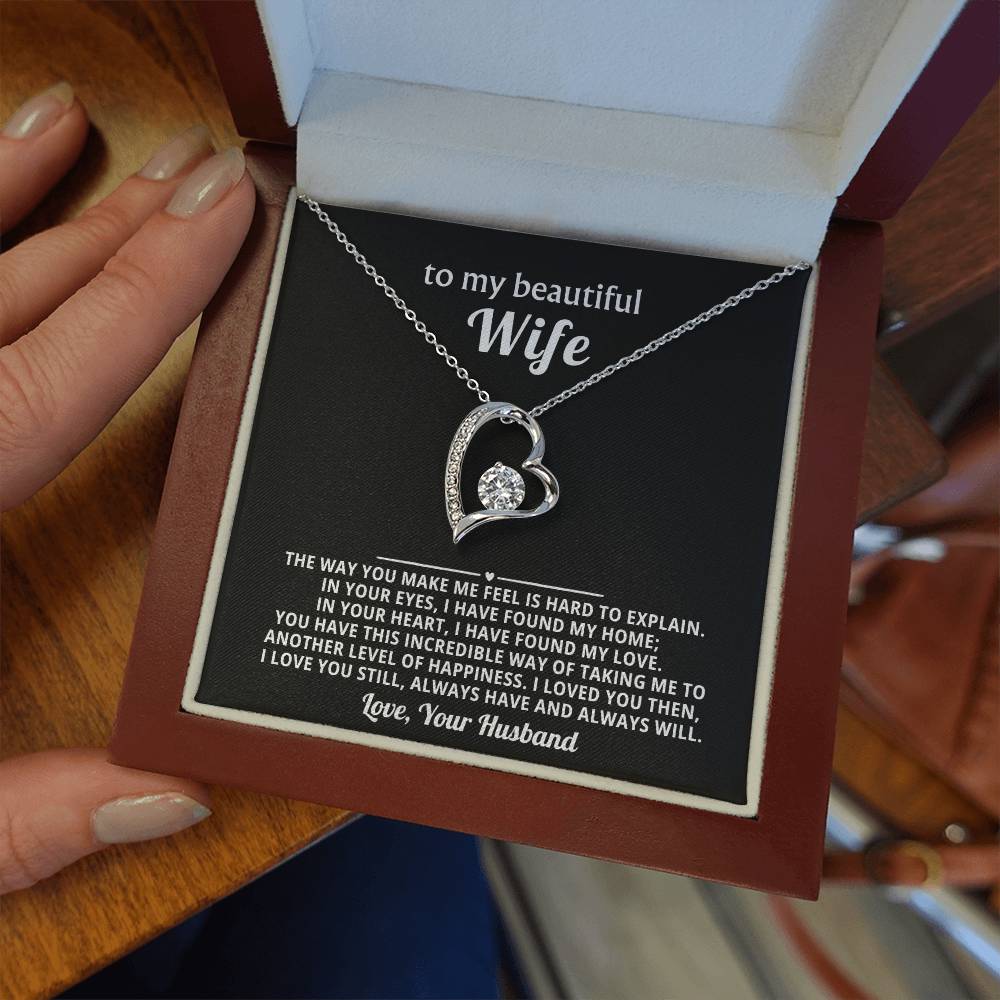 To My Beautiful Wife Heart Necklace Gift
