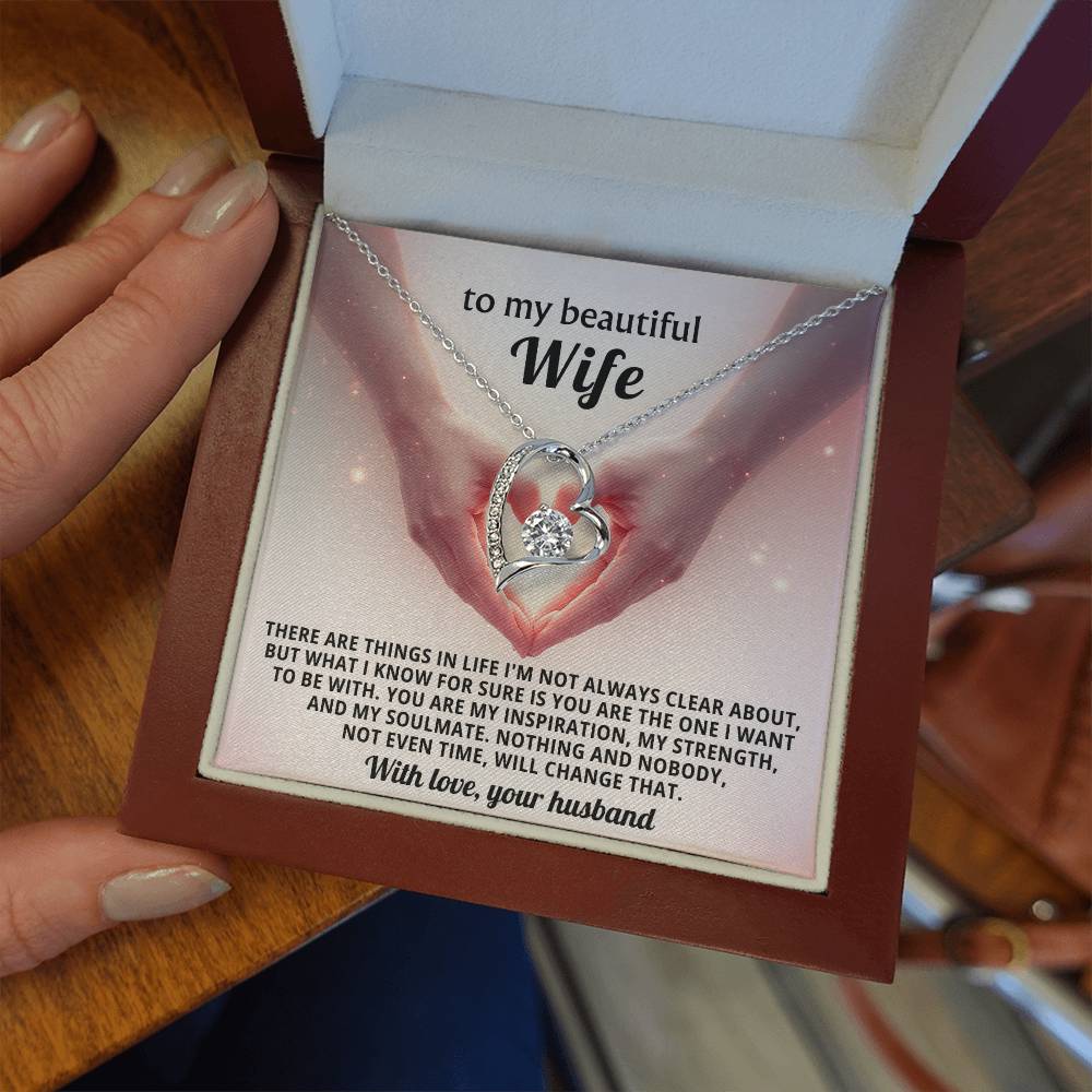 To My Beautiful Wife Heart Necklace Gift