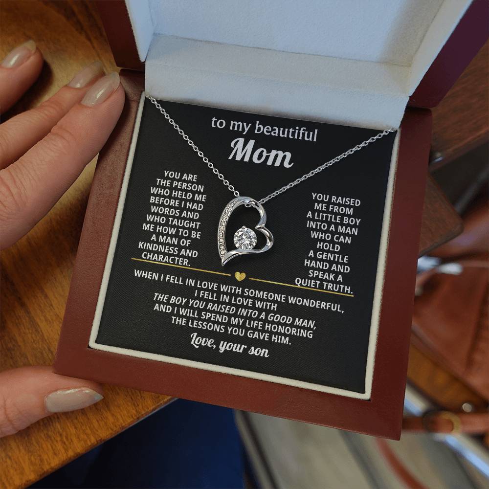 Mom Heart Necklace Gift from Son