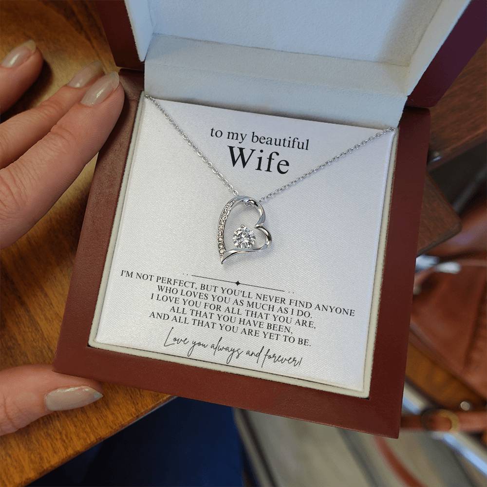 To My Beautiful Wife Heart Necklace Gift