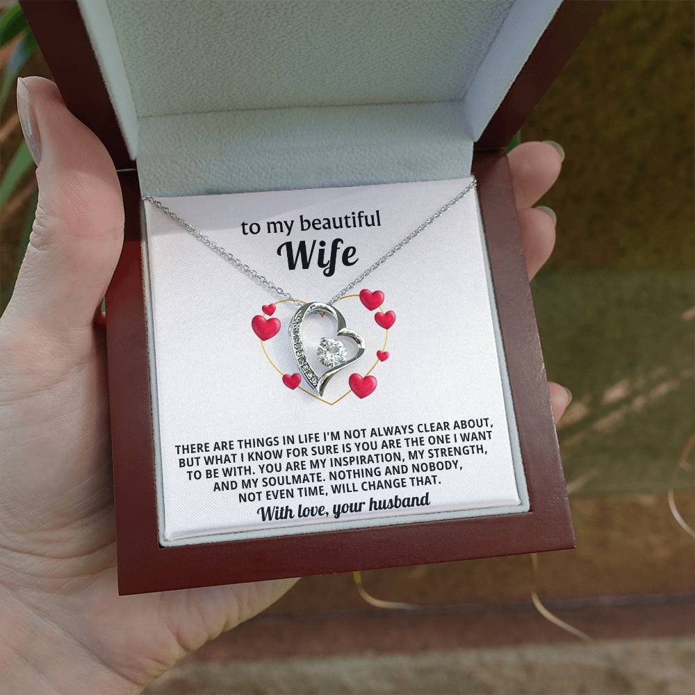 To My Beautiful Wife Heart Necklace Gift