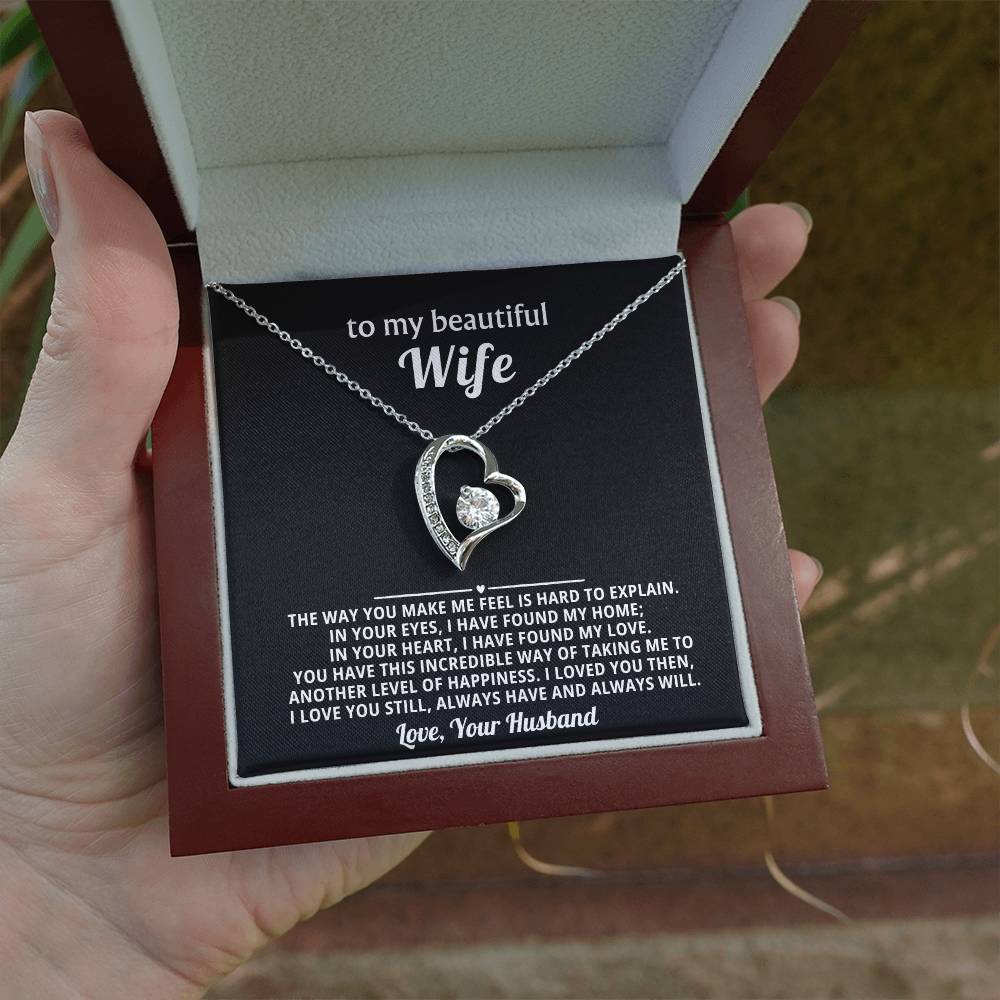 To My Beautiful Wife Heart Necklace Gift