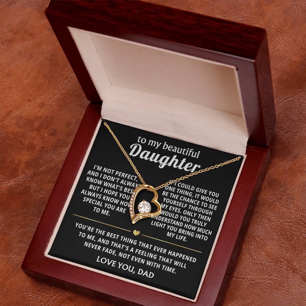 To My Beautiful Daughter Heart Necklace Gift