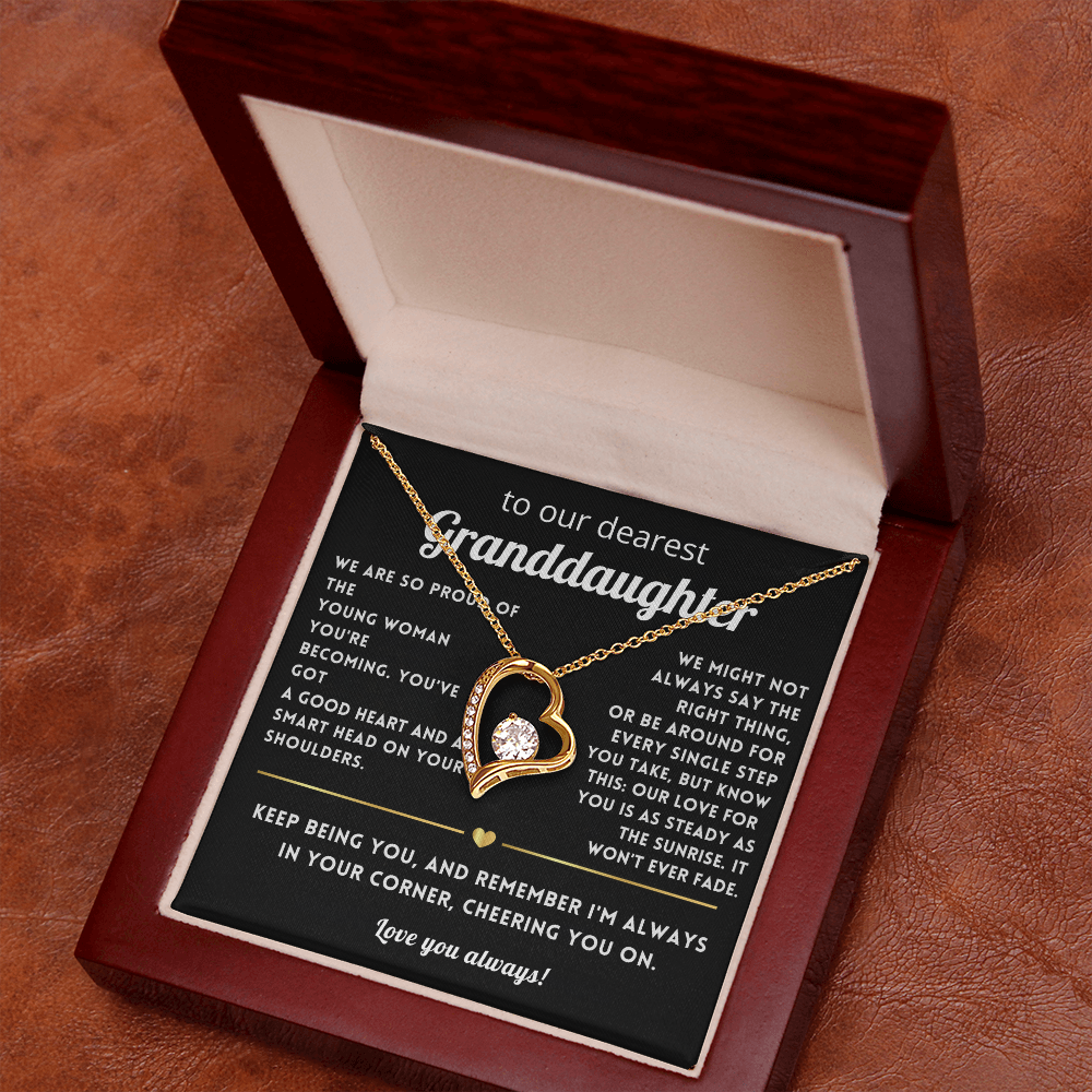 To My Granddaughter Heart Necklace Gift