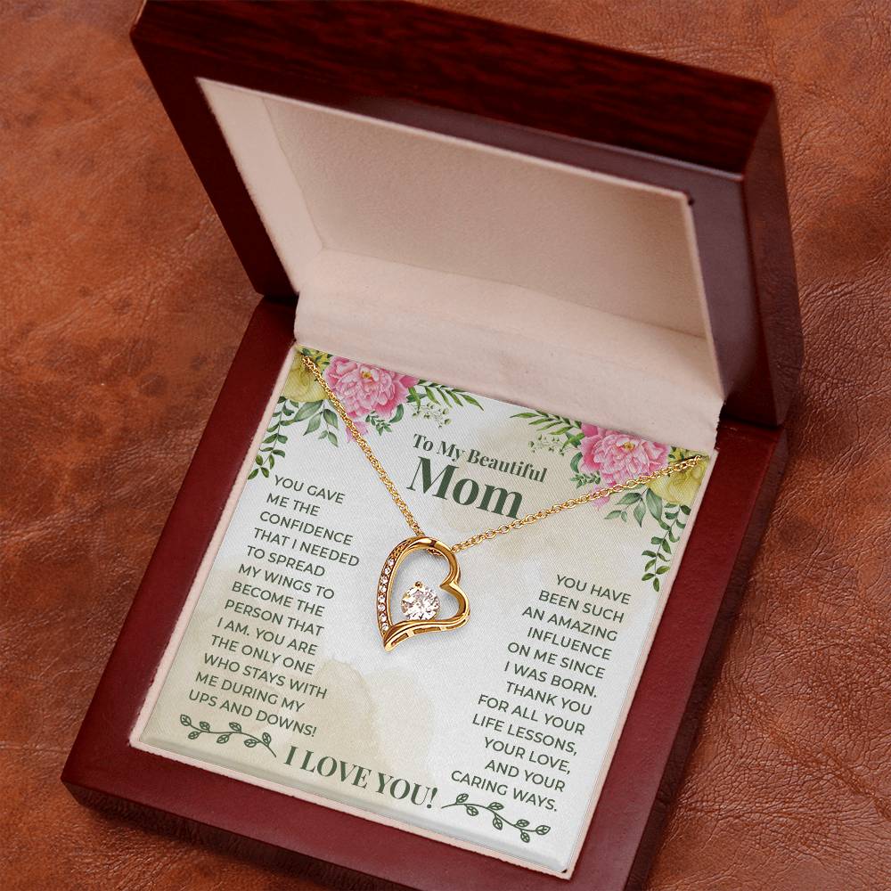 To My Beautiful Mom -An Amazing Influence-  Heart Necklace Gift-[Heartfelt Family Gift]
