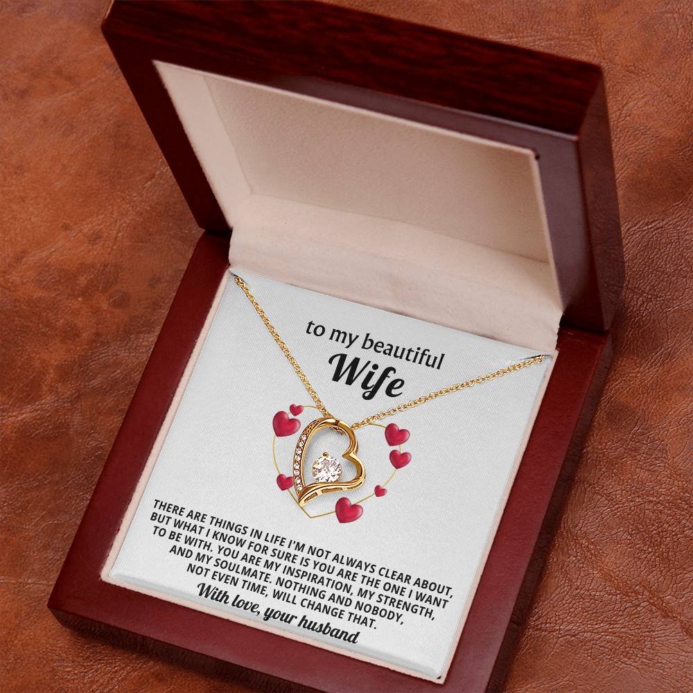 To My Beautiful Wife Heart Necklace Gift