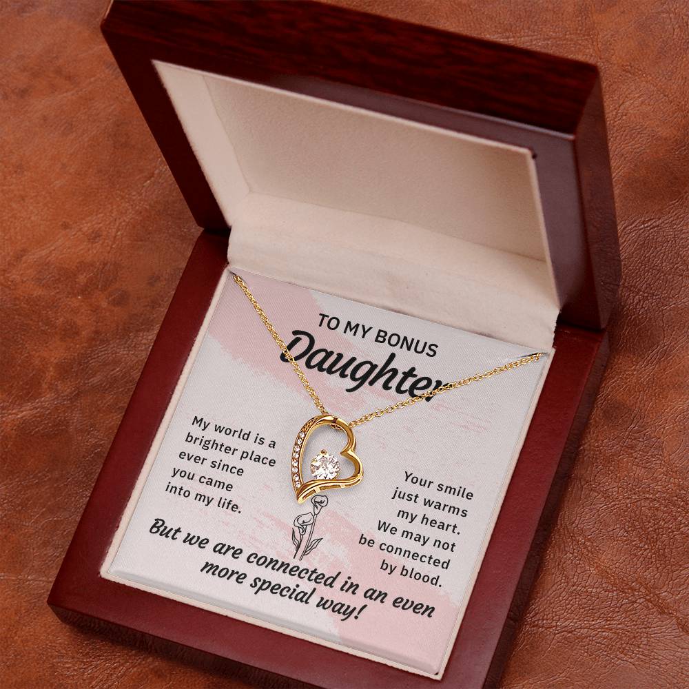 Stepdaughter My World Is A Brighter Place Heart Necklace Gift-[Heartfelt Family Gift]