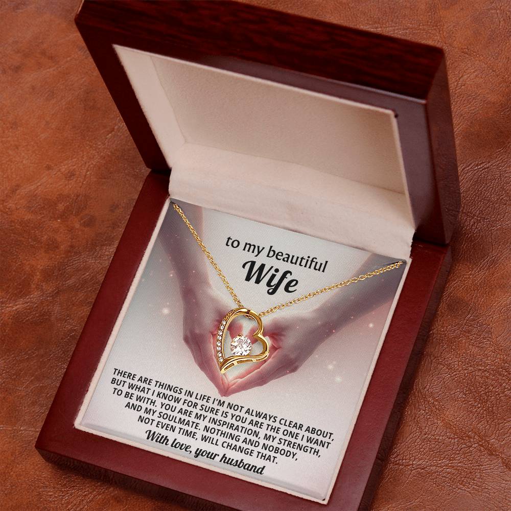 To My Beautiful Wife Heart Necklace Gift
