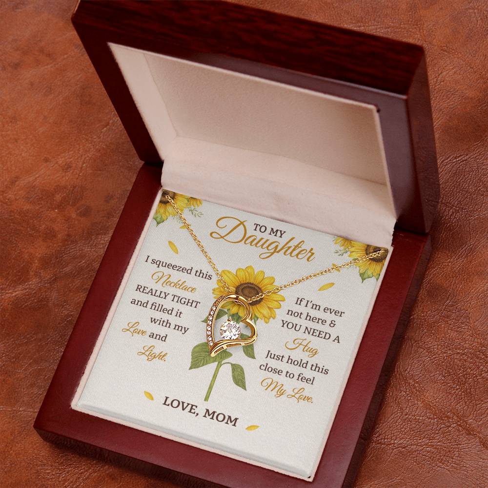 Daughter Sunflower Heart Necklace Gift from Mom