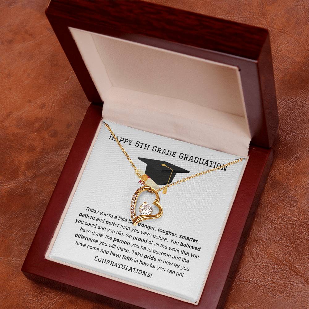 5th Grade Graduation Heart Necklace Gift-[Heartfelt Family Gift]