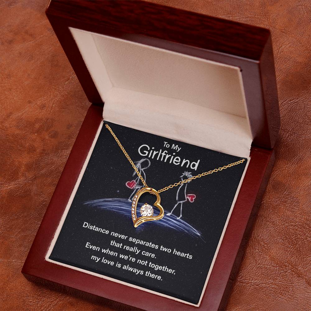 Girlfriend - Distance Never Separates Two Hearts Heart Necklace Gift-[Heartfelt Family Gift]