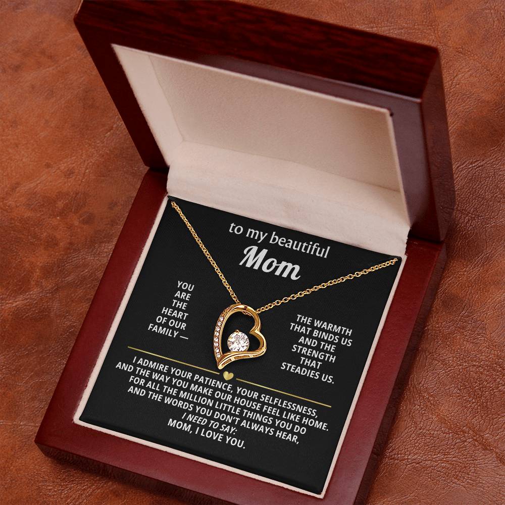 To My Beautiful Mom Heart Necklace