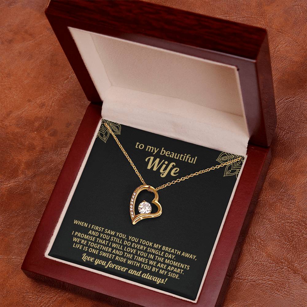 To My Beautiful Wife Heart Necklace Gift