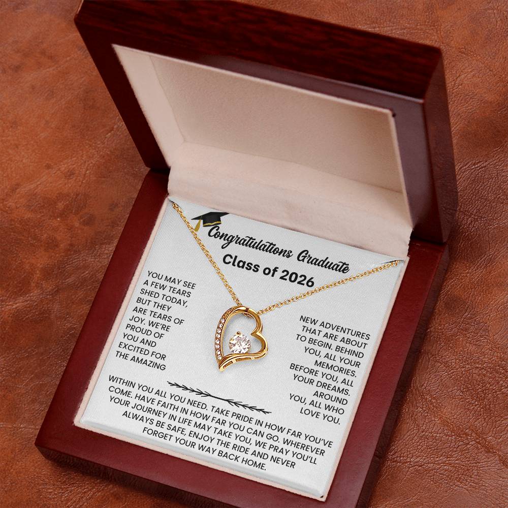 Class of 2026 Graduation Necklace Gift - Heart
