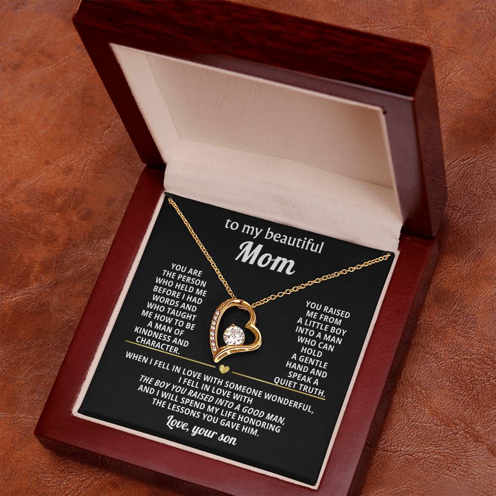 Mom Heart Necklace Gift from Son