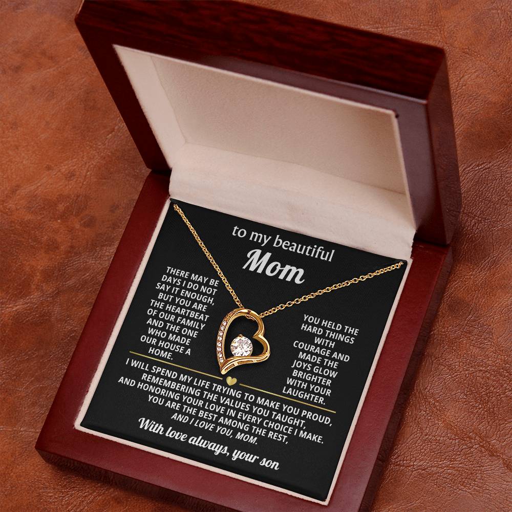 Mom Heart Necklace Gift from Son