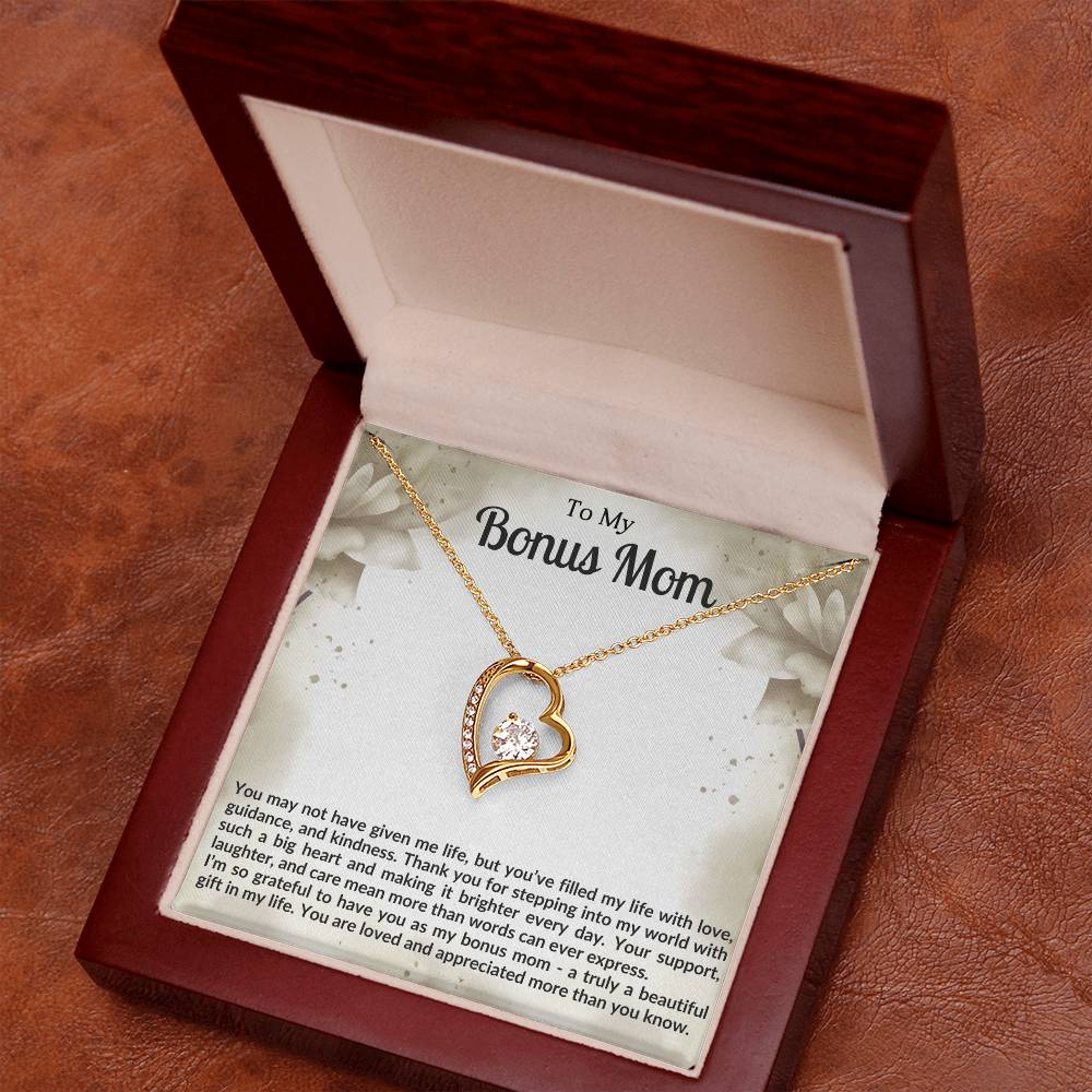 To My Bonus Mom Heart Necklace Gift