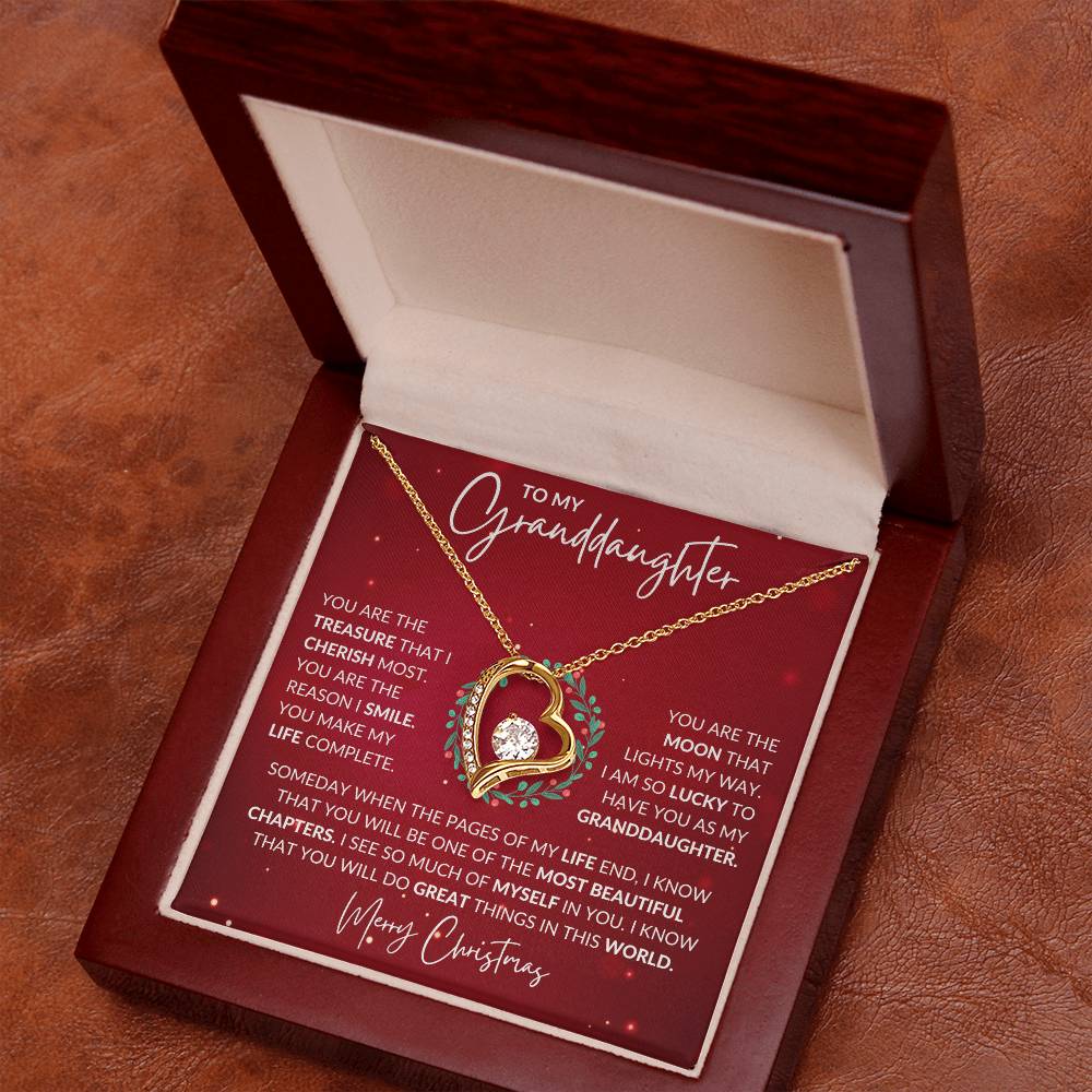 Granddaughter Christmas Heart Necklace Gift-[Heartfelt Family Gift]