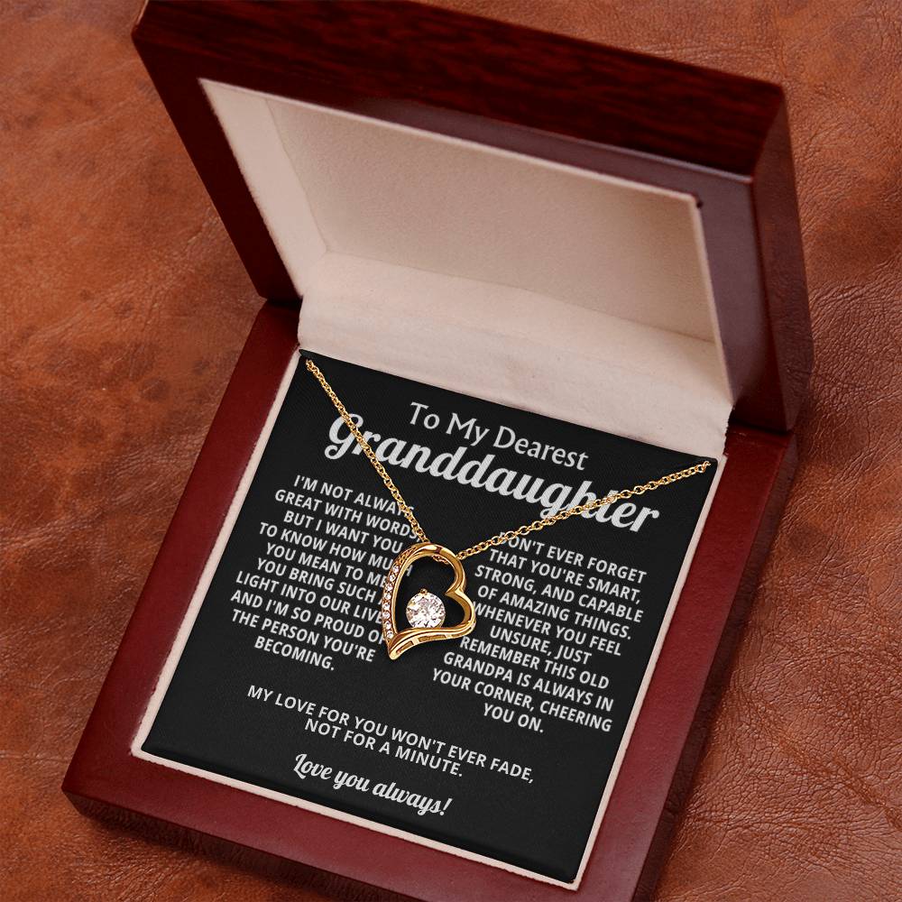 To My Granddaughter Heart Necklace Gift