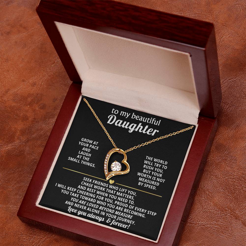To My Daughter Heart Necklace Gift
