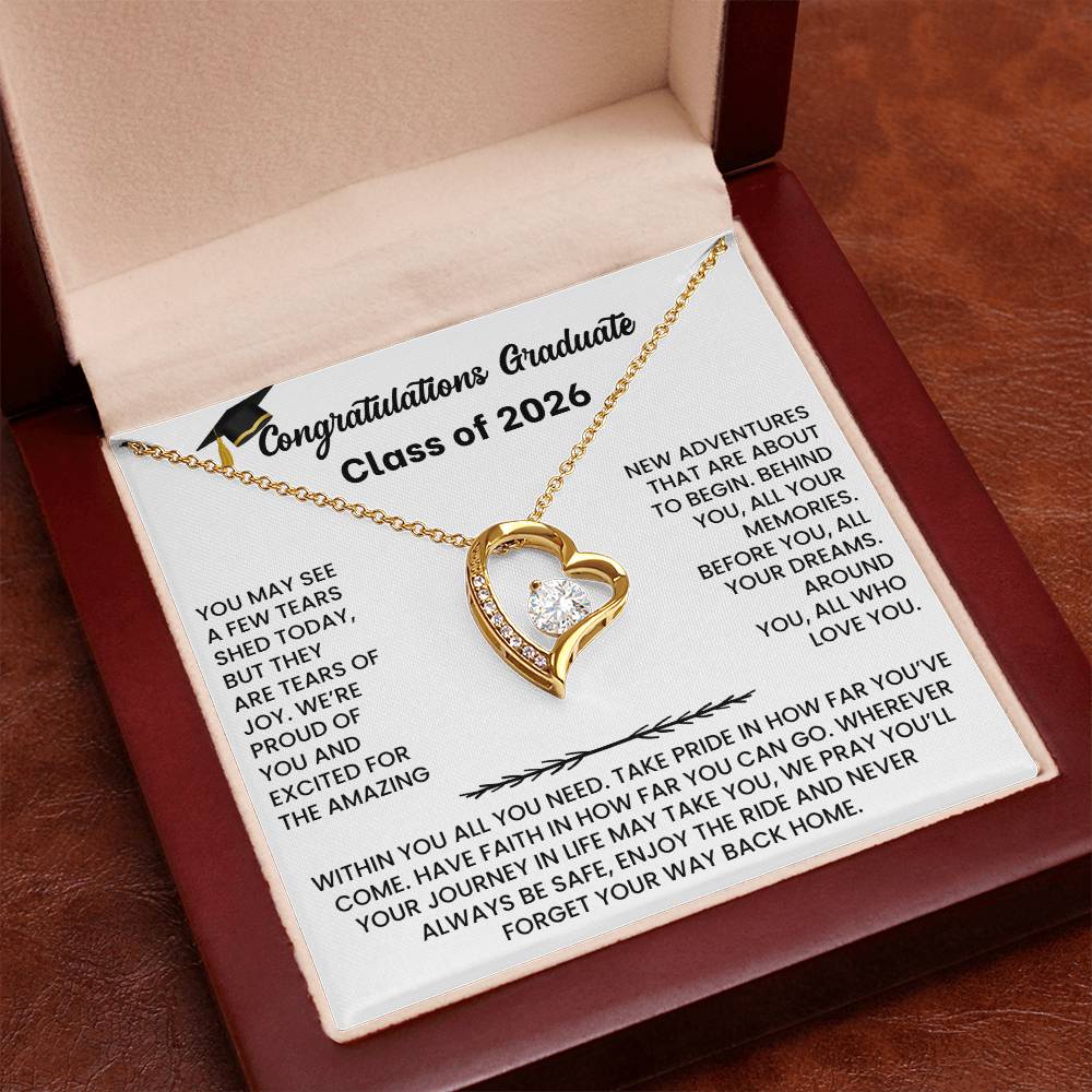Class of 2026 Graduation Necklace Gift - Heart