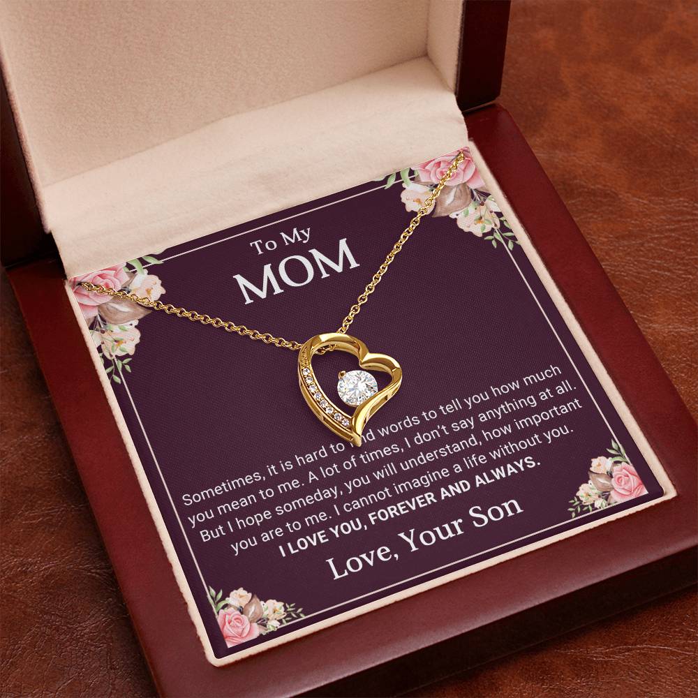 To My Mom Heart Necklace Gift