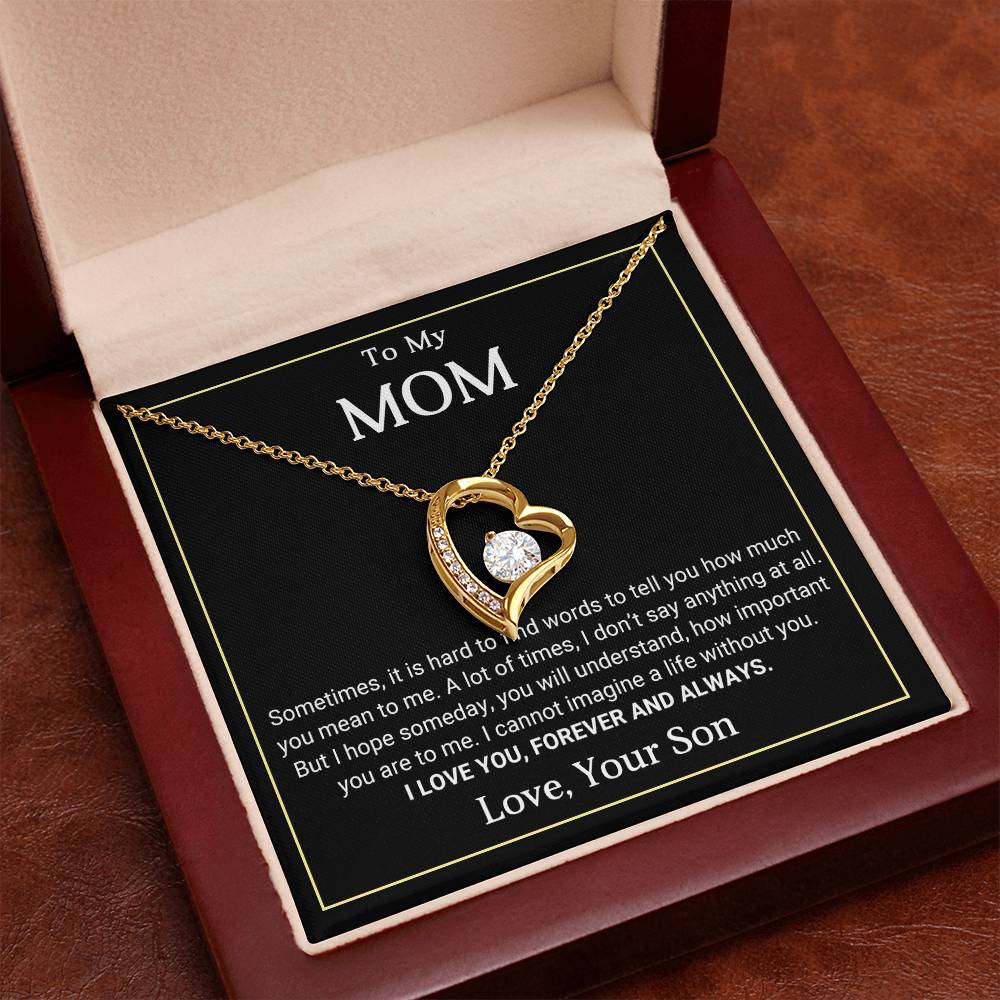 To My Mom Heart Necklace Gift