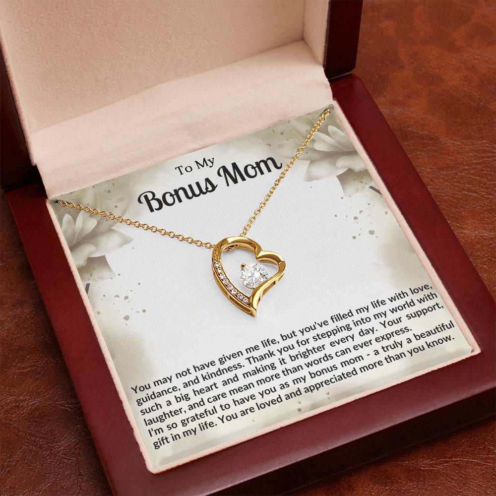 To My Bonus Mom Heart Necklace Gift