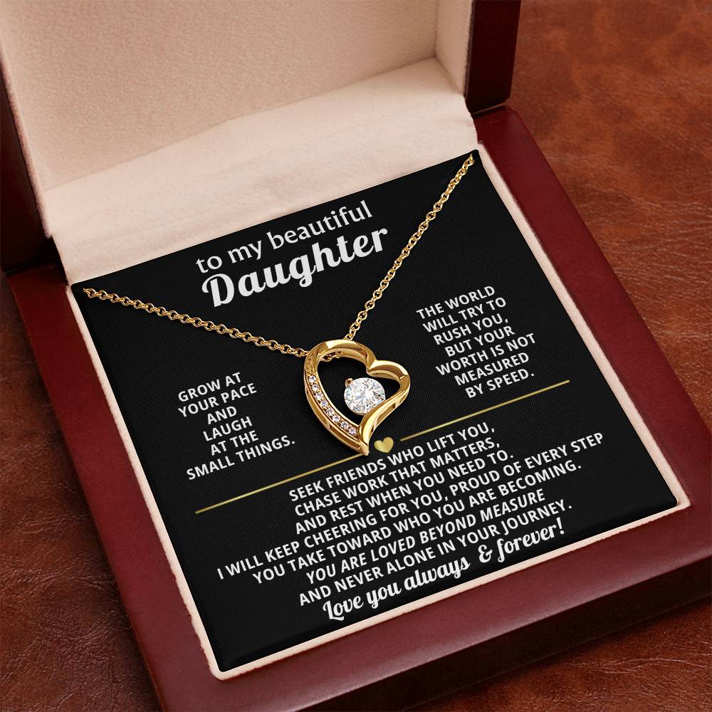 To My Daughter Heart Necklace Gift