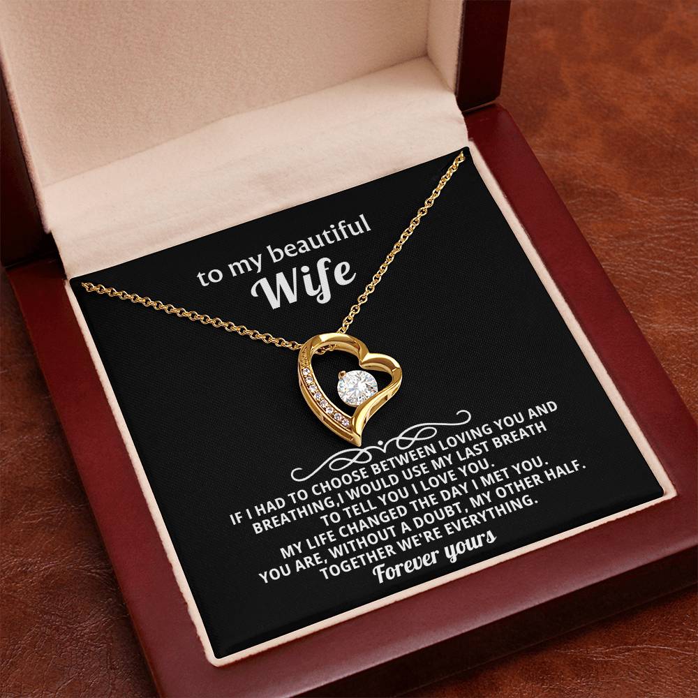 To My Beautiful Wife Heart Necklace Gift