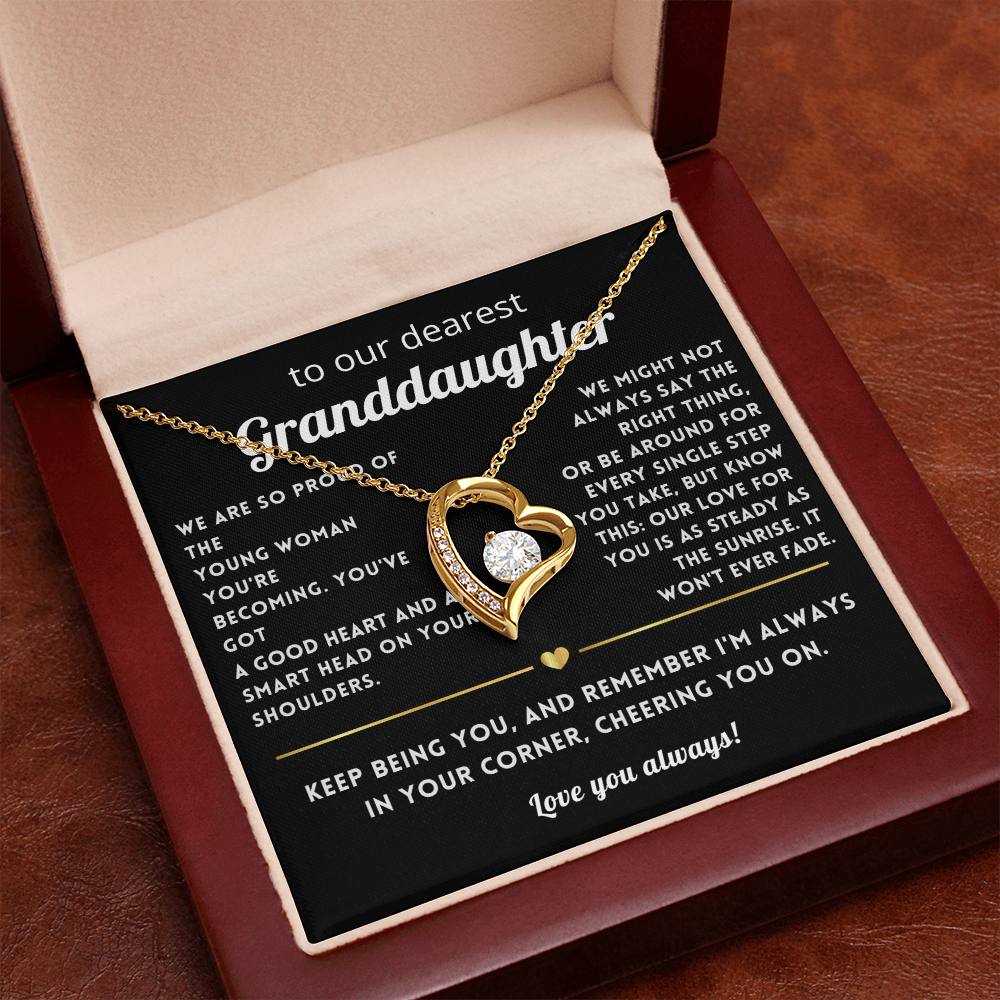 To My Granddaughter Heart Necklace Gift