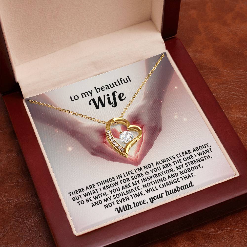 To My Beautiful Wife Heart Necklace Gift