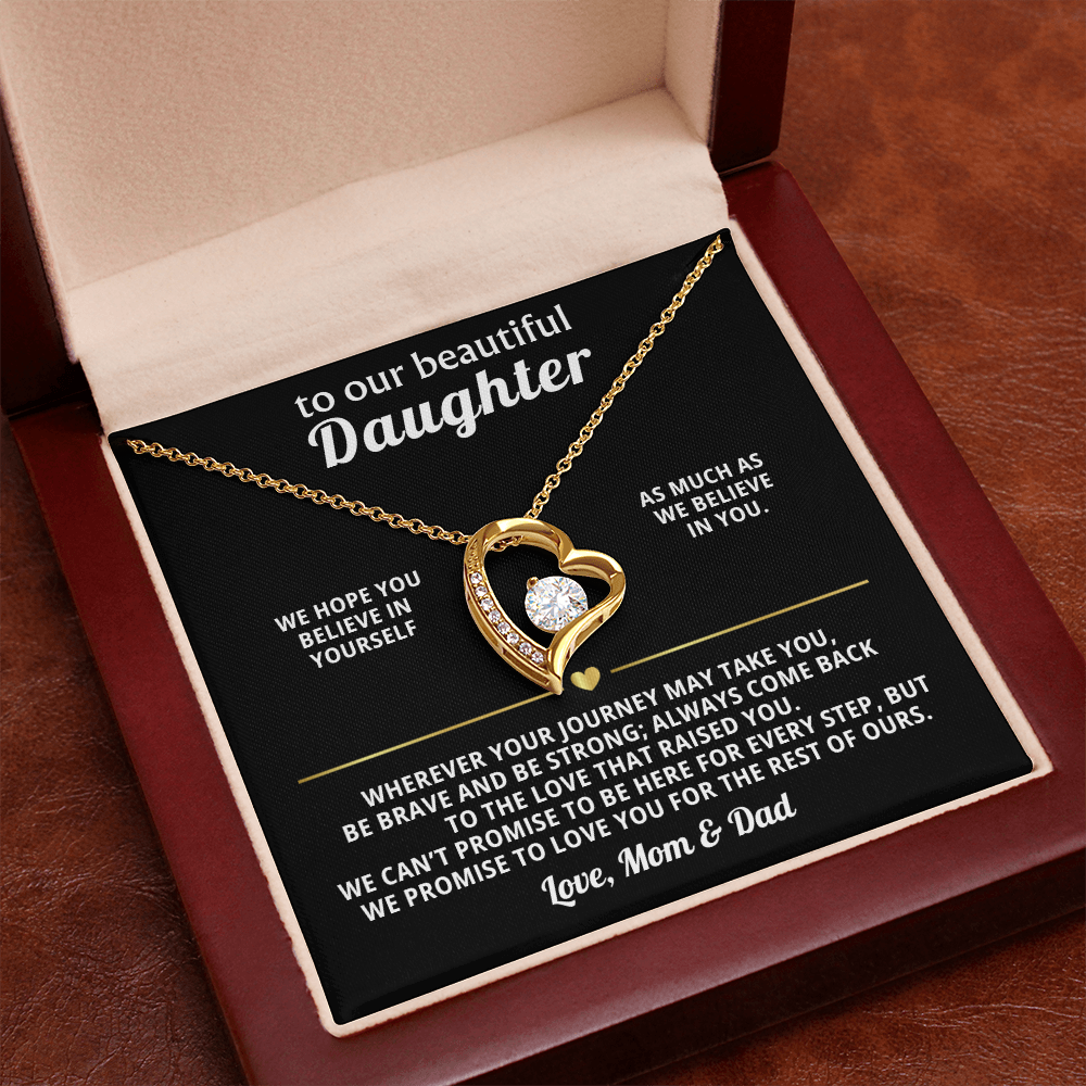 To Our Beautiful Daughter Heart Necklace Gift from Mom Dad