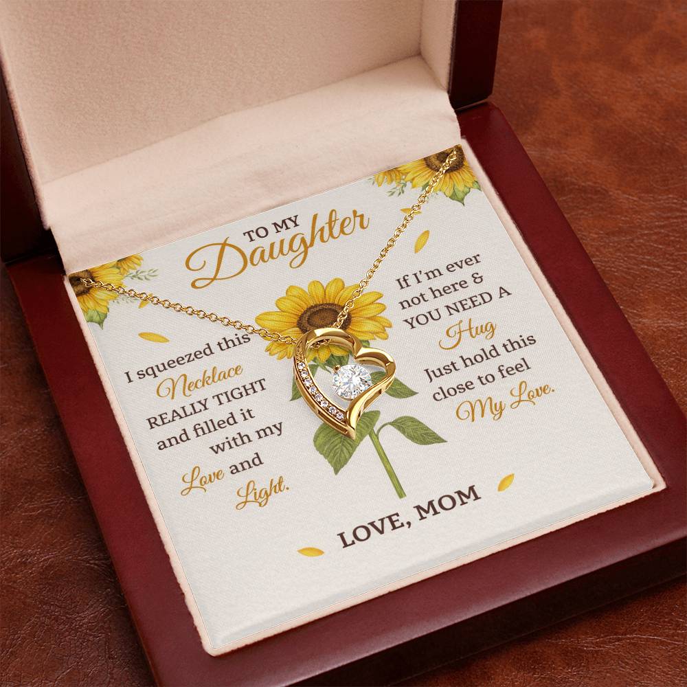 Daughter Sunflower Heart Necklace Gift from Mom
