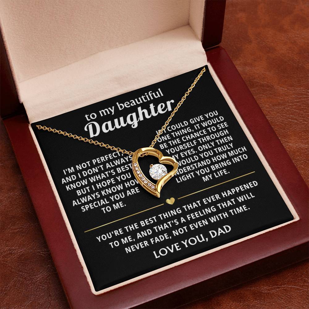To My Beautiful Daughter Heart Necklace Gift
