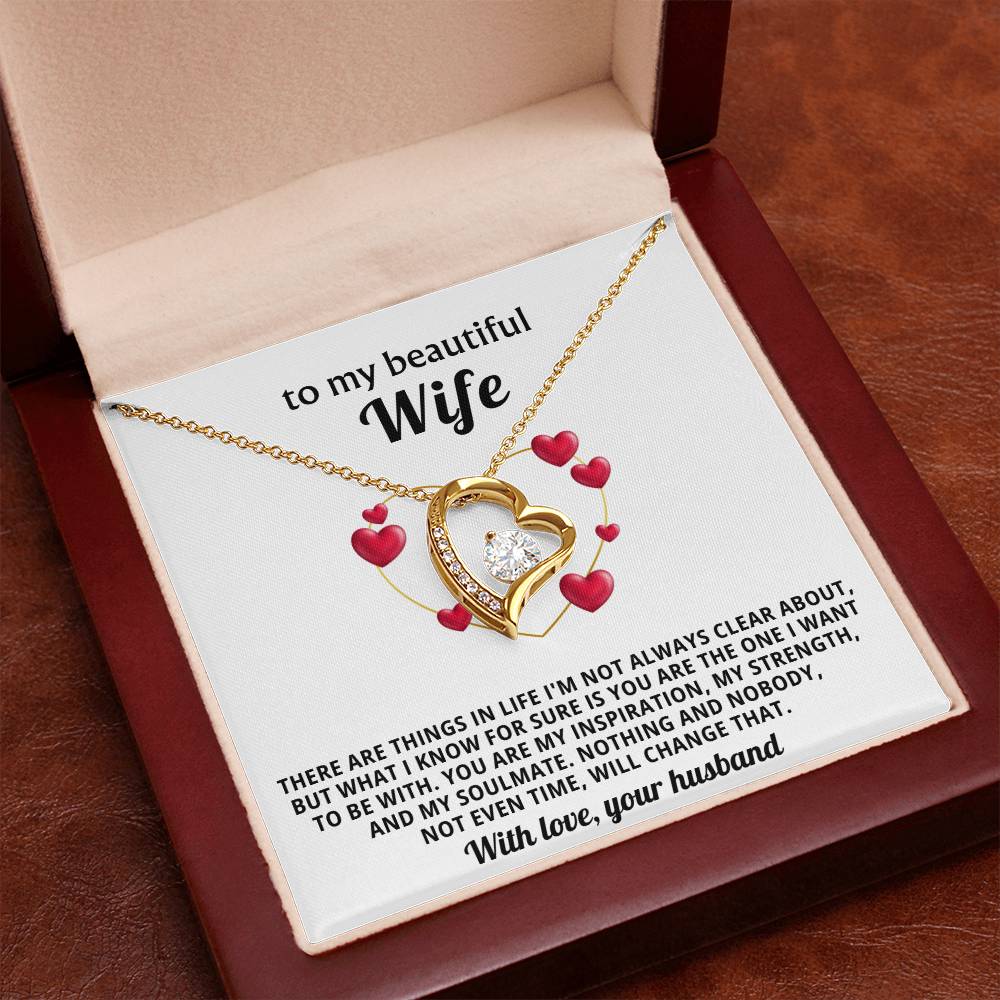 To My Beautiful Wife Heart Necklace Gift