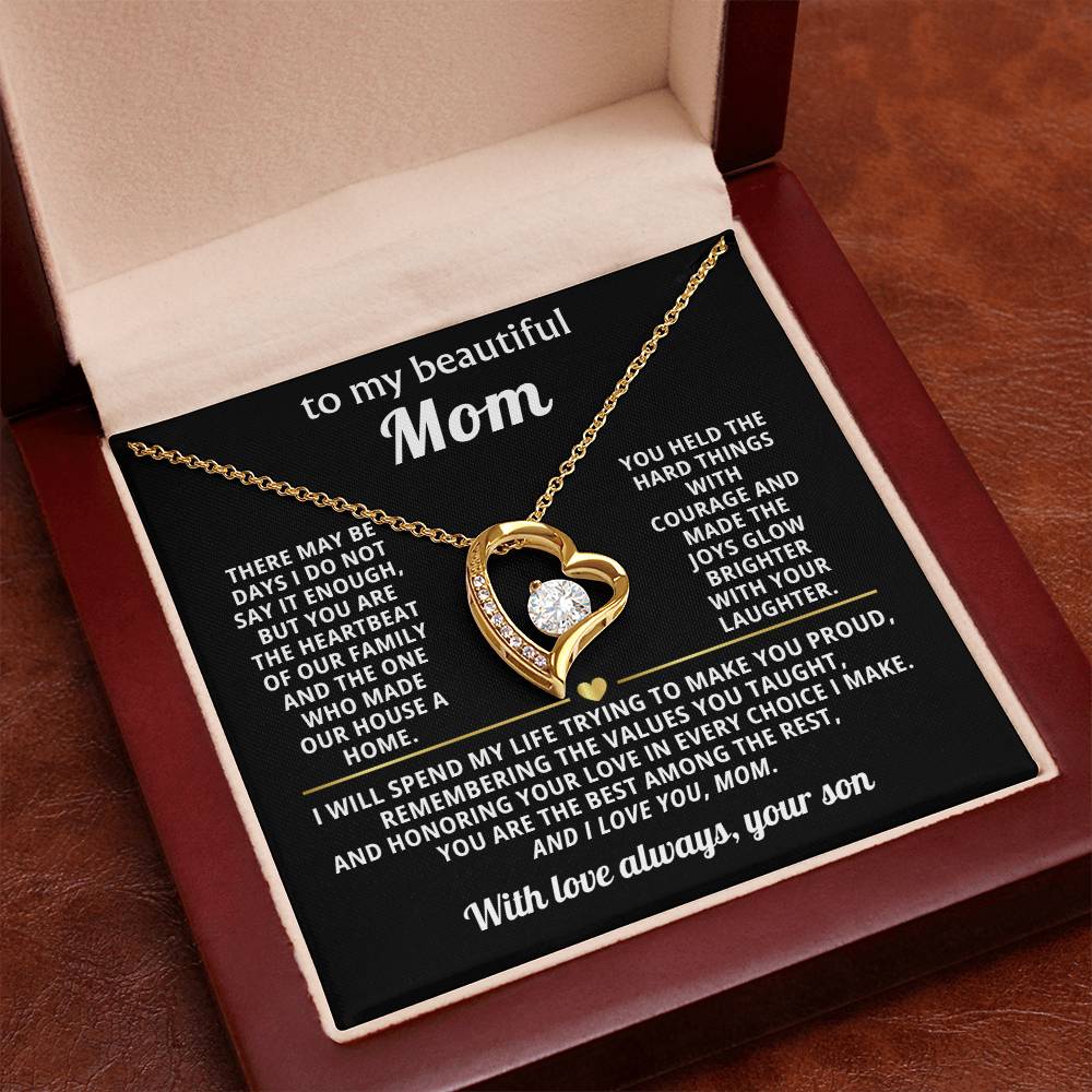 Mom Heart Necklace Gift from Son