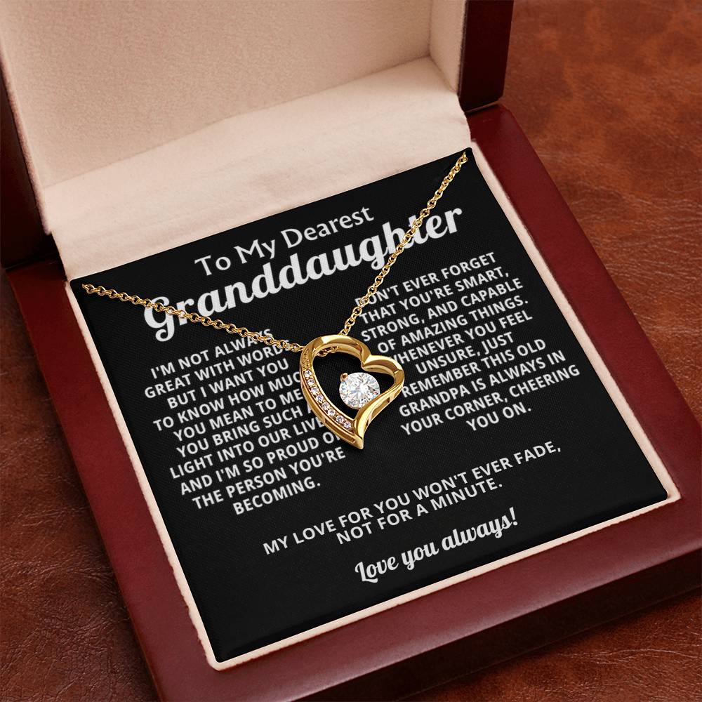 To My Granddaughter Heart Necklace Gift