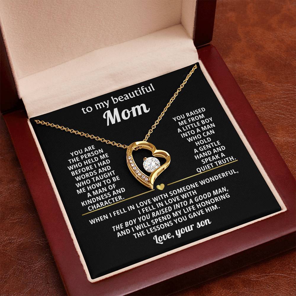 Mom Heart Necklace Gift from Son