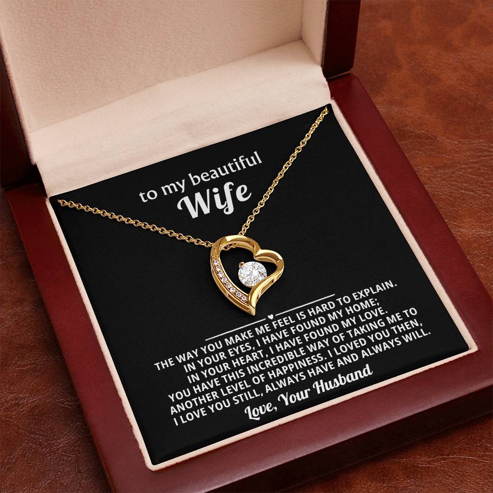 To My Beautiful Wife Heart Necklace Gift