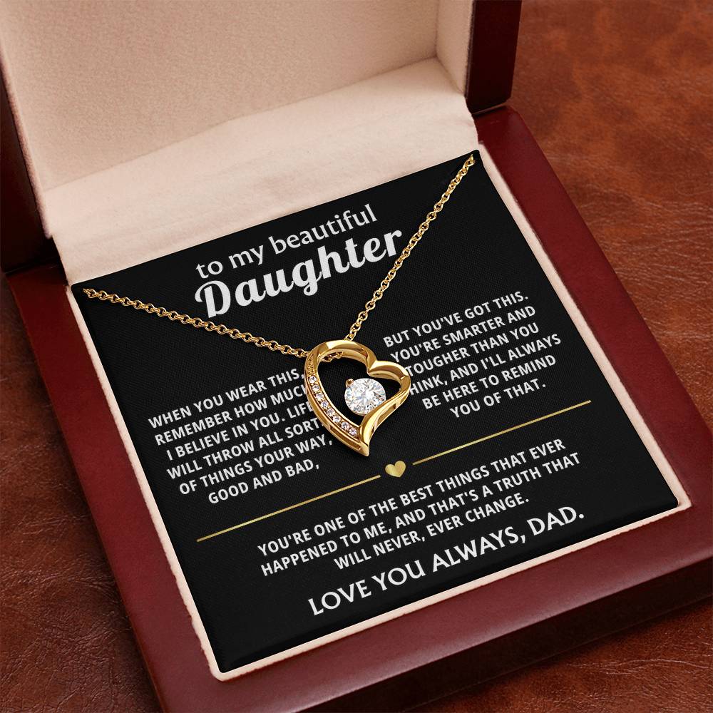 To My Beautiful Daughter I Believe In You Heart Necklace