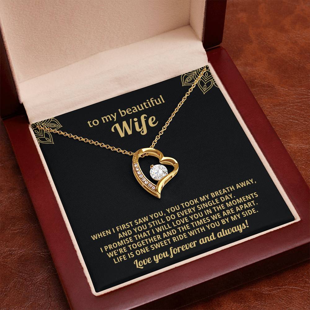 To My Beautiful Wife Heart Necklace Gift