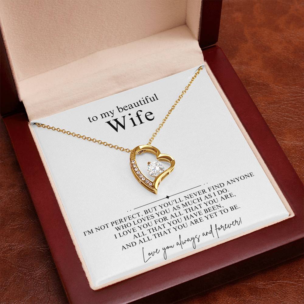 To My Beautiful Wife Heart Necklace Gift