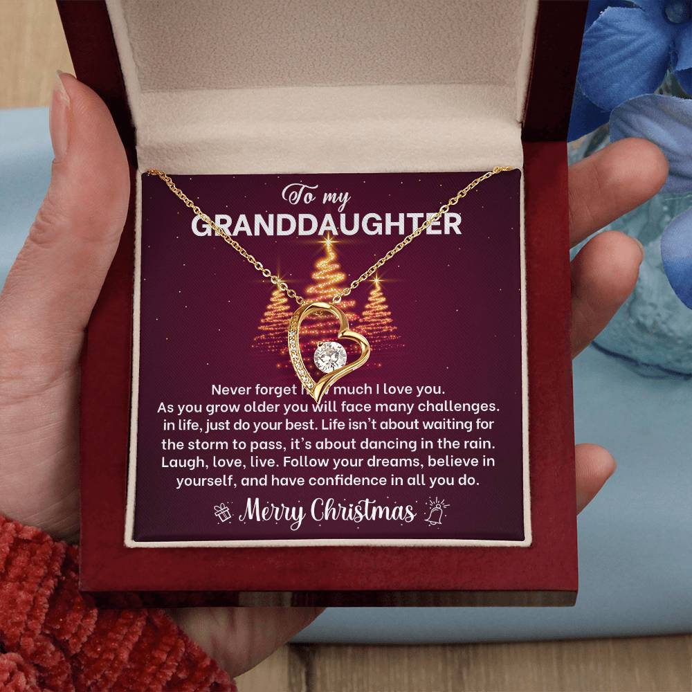 Merry Christmas Granddaughter Heart Necklace Gift-[Heartfelt Family Gift]