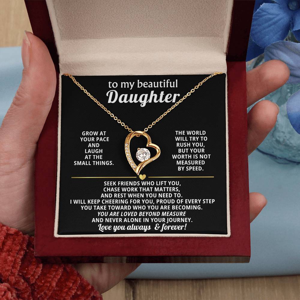 To My Daughter Heart Necklace Gift